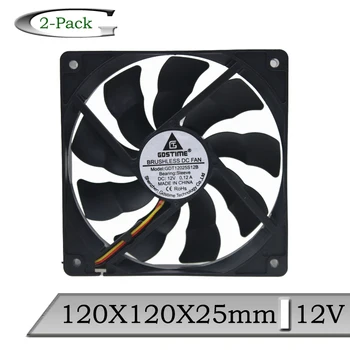

2PCS Gdstime DC 12V 120mm 120x25mm PC Computer 3Pin 4Pin Brushless Case Cooling Fan 12cm 120X120X25mm Cooler Fan