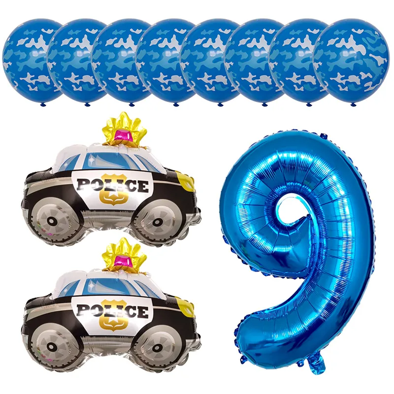 13 шт./лот, набор воздушных шаров с мультяшным автомобилем, воздушный шар из фольги для машины скорой помощи, камуфляжный автомобиль, подарок для мальчика, украшение на день рождения, детский воздушный шар - Цвет: Золотой