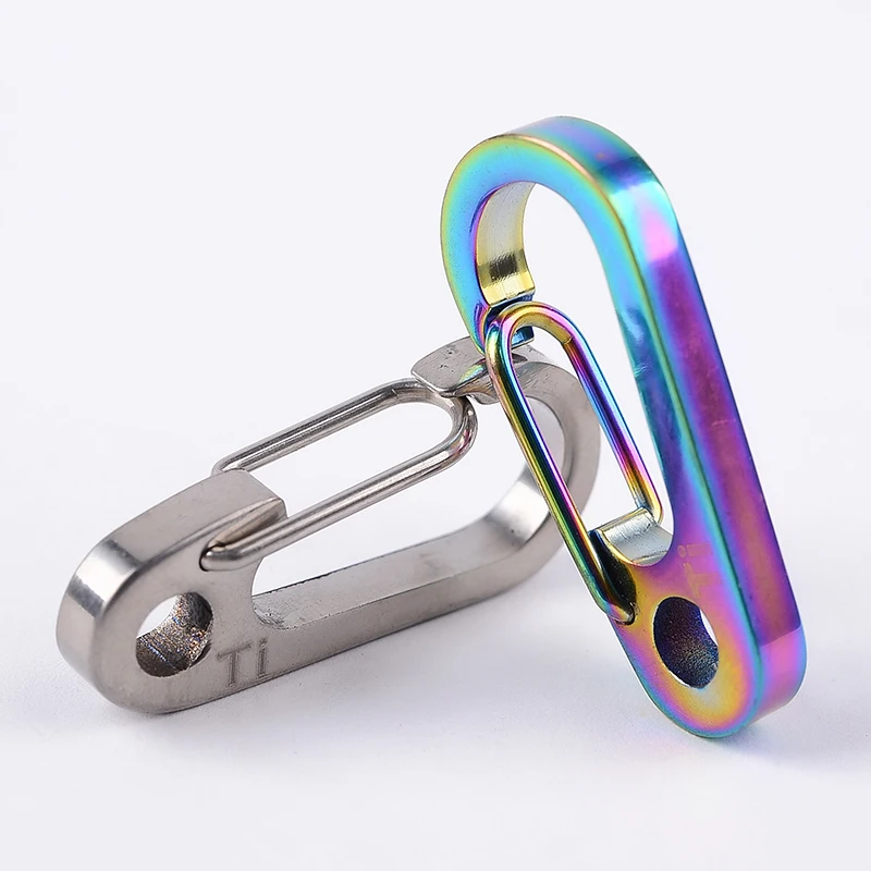 1pcs Titanium Alloy Carabiner D-Ring Key Chain Keychain Clip Outdoor Buckle V8S8 