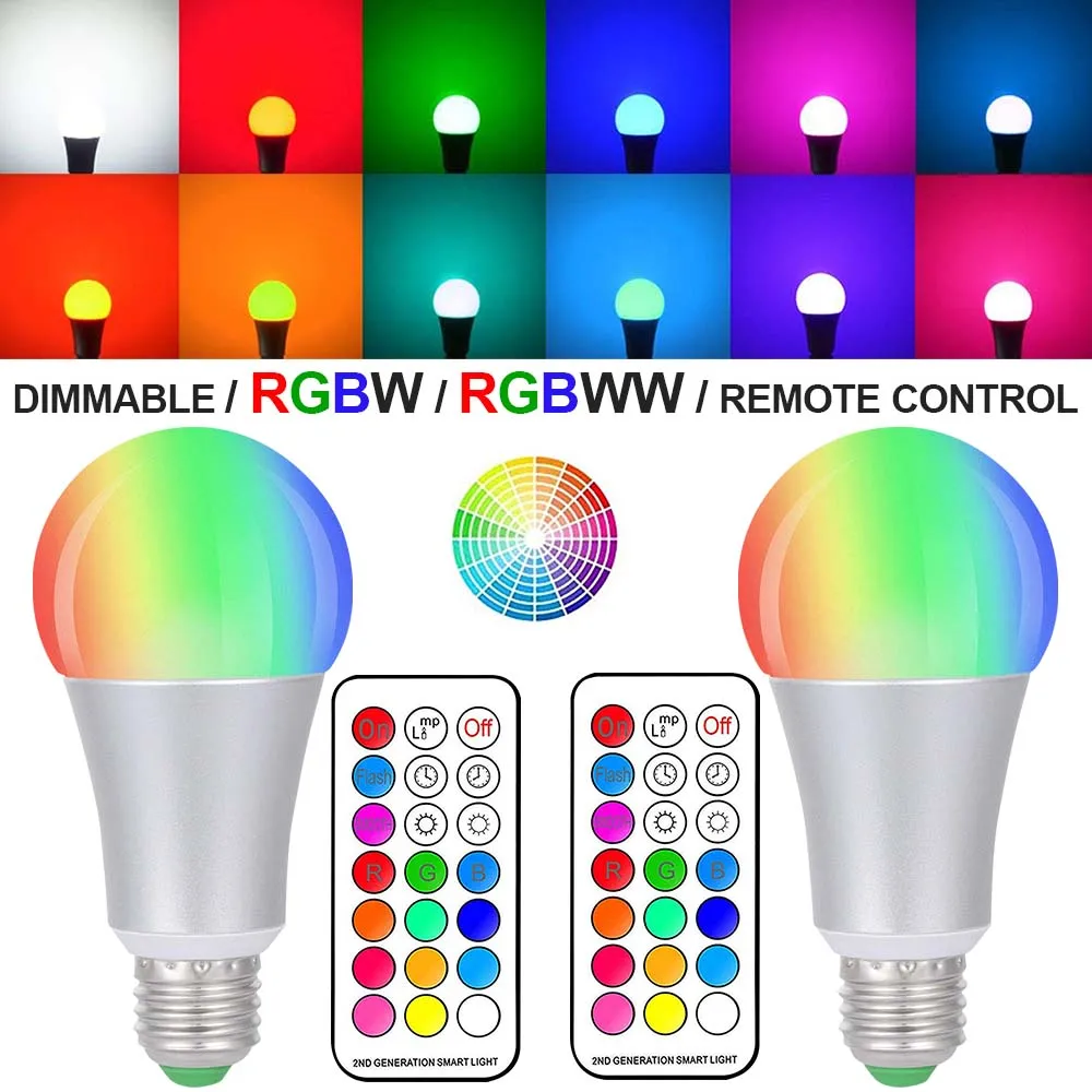 3 шт. E27 смарт-лампа 10 Вт RGB+ белый Диммируемый светодиодный лампы дистанционного Управление Цвет изменения 2-в-1 временные параметры интеллектуальные световые лампы D30