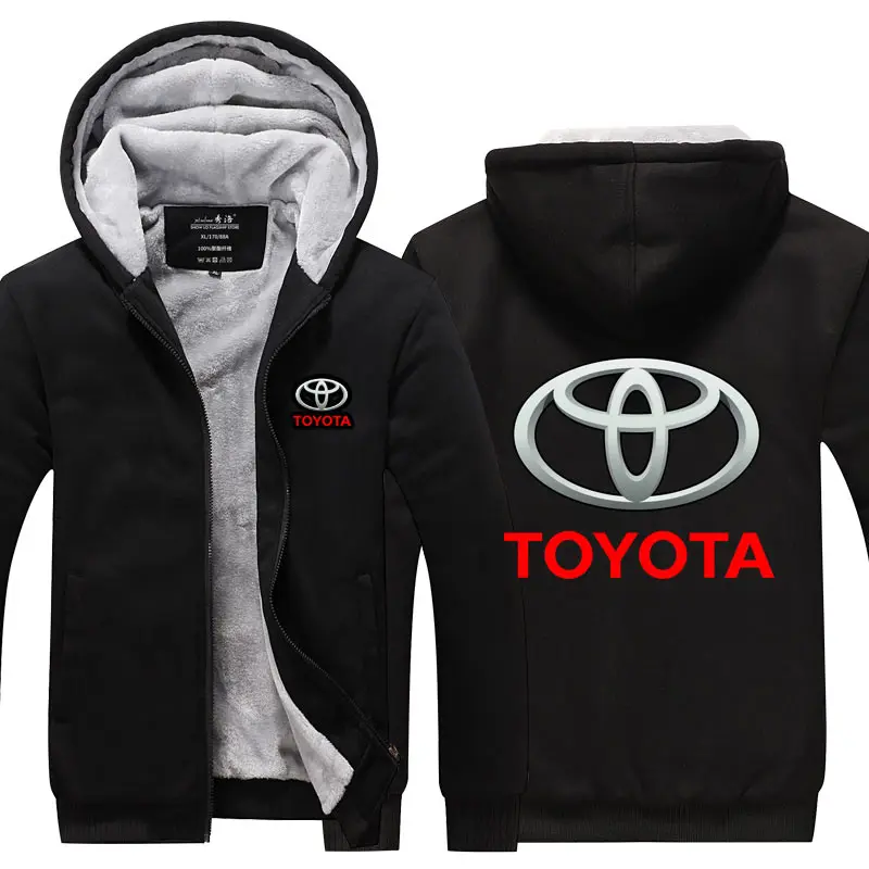 Толстовки мужские зимние теплые с длинным рукавом с капюшоном плотные Toyota пальто плюс бархатные мужские толстовки на молнии