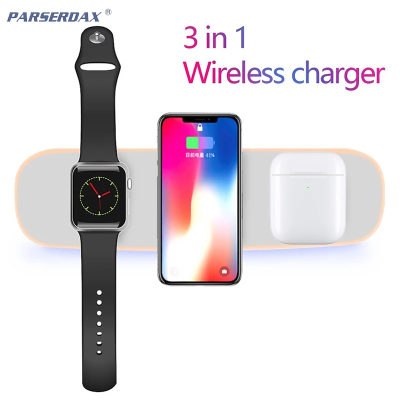 

3 in 1 Airpower Wireless Charger Pad For iPhone 11 Pro XS XR Samsung Huawei Xiaomi Phone Qi Wireless Charging For Apple Airpods