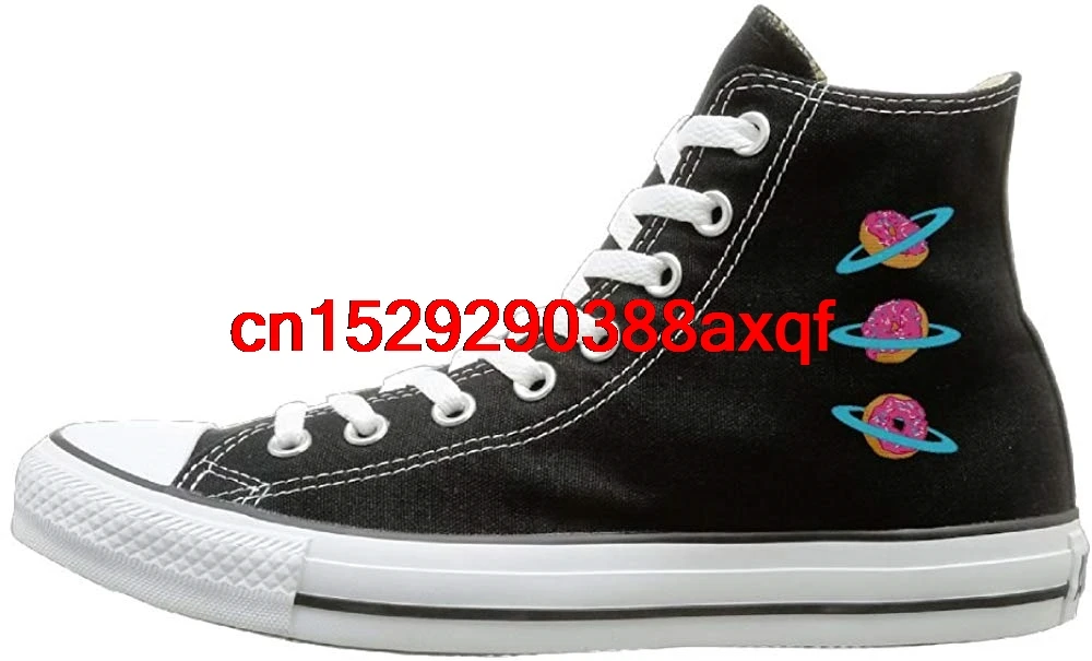 

Unisex Casual Shoes Boys and Girls Sports Shoes Sugar Rings Of Saturn Canvas Shoes High Top Design Black Sneakers Unisex Style