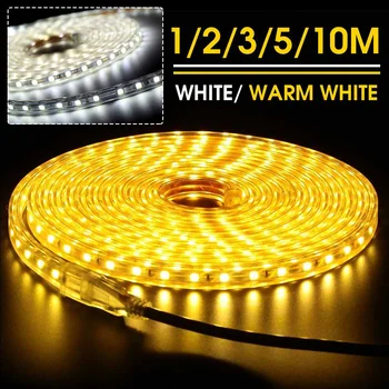 

1/2/3/4/5/10M IP65 Waterproof LED Strip Light 5050 SMD AC220V 60LEDs/M Flexible Strip Light Brighter Indoor Decorative Tape Lamp
