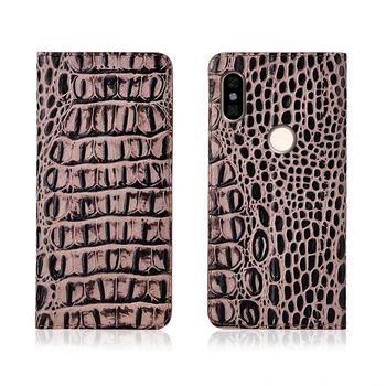 

Crocodile pattern genuine leather magnetic phone case card slot holder for Redmi Note 5 Pro/Redmi Note 6 Pro flip case phone bag