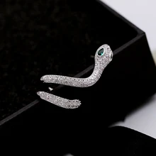 Изысканная 1 шт. серьга в виде змеи, Золотой/Серебряный цвет, микро украшенное кубическими камнями, циркониевые серьги-гвоздики, Модные женские ювелирные изделия