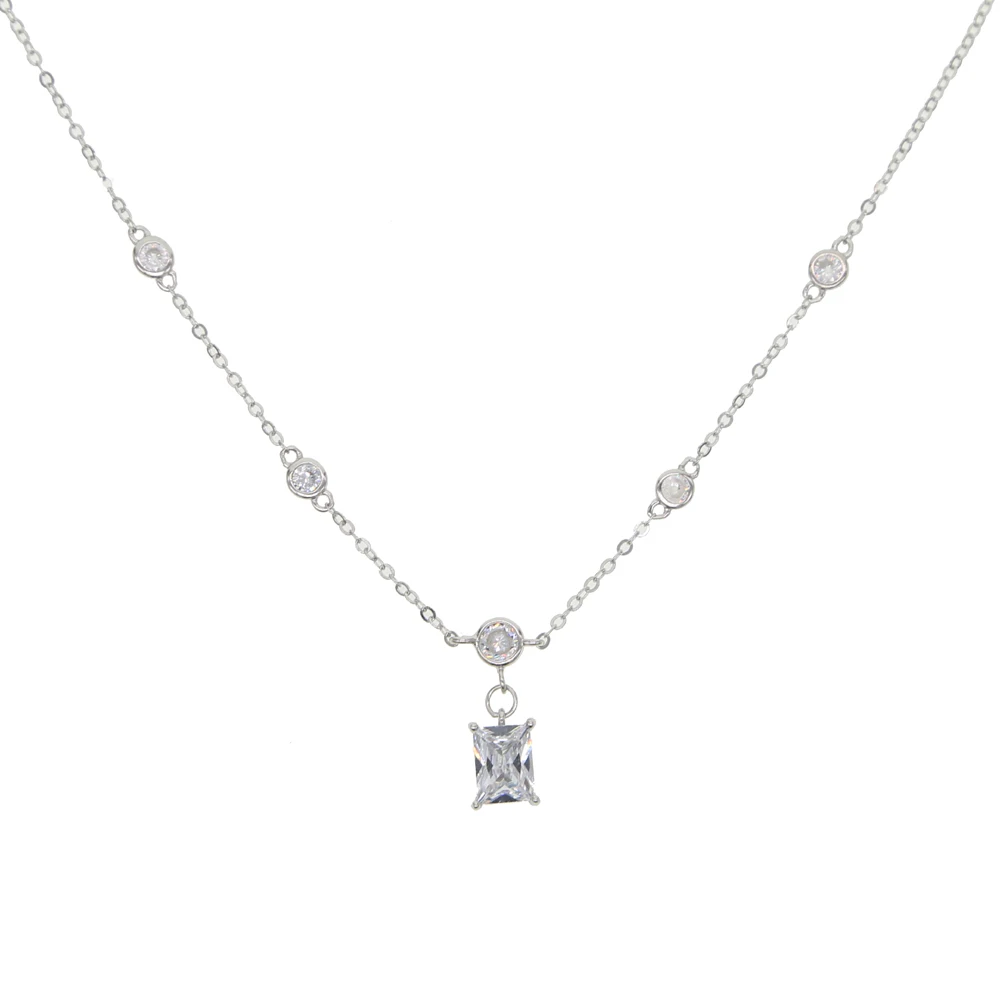 100% 925 sterling silver Sparking bling Cubic zirconia Fashion Fine cz station necklace | Украшения и аксессуары