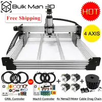 4 Axis WorkBee CNC Router Machine Kit + Mach3 GRBL USB Controller Bundle + Cable Drag Chain Bundle + 4pcs Nema23 Stepper Motors