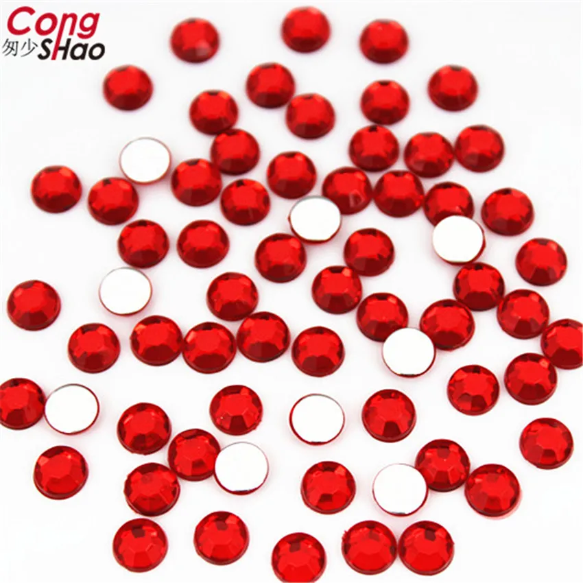 Red 4 мм, 6 мм кристалл AB 3D дизайн ногтей AB Стразы DIY не горячей фиксации круглые акриловые камни с плоской задней стороной для украшения лица одежды WC258 - Цвет: Red