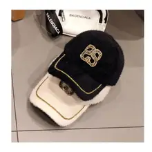 01911-mujiao зимняя теплая Женская бейсболка из искусственного меха с буквами и бриллиантами