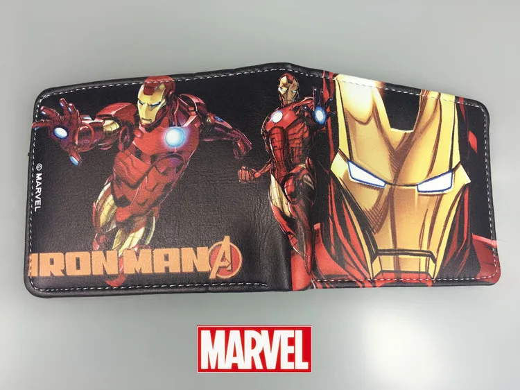 Горячая аниме-кошелек герой комиксов Marvel гражданская война Железный человек Чехол-бумажник с рисунком флеш-накопителей “Мстители” Капитан Америка "Человек-паук" для учащихся Короткие Кошельки