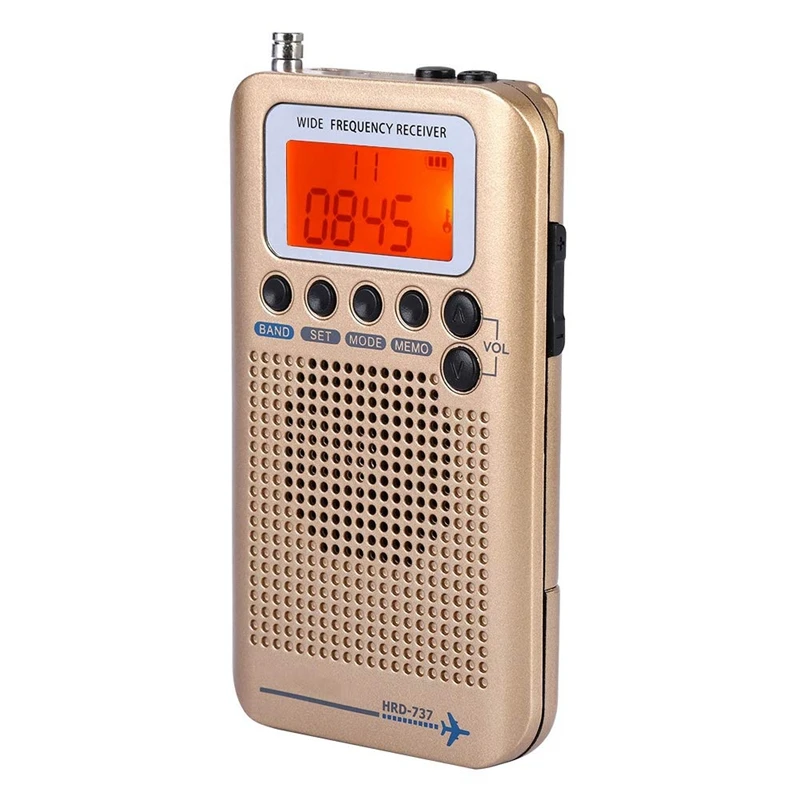 Portable Aircraft Radio Receiver,Full Band Radio Receiver- AIR/FM/AM/CB/SW/VHF,LCD Display With Backlight,Chip Has A Powerful M