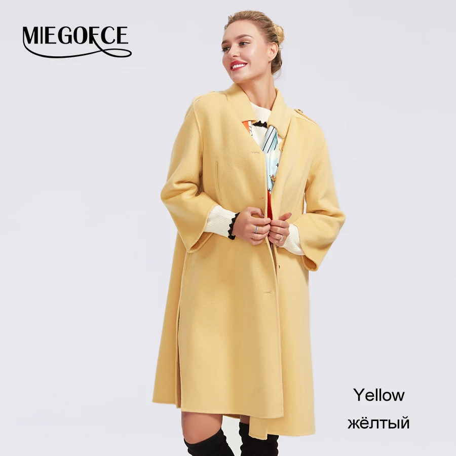 MIEGOFCE высококачественное осенне-зимнее двустороннее кашемировое женская кашемировая шерстяная куртка Новая мода Длинное свободное шерстяное пальто тонкая - Цвет: 801-yellow
