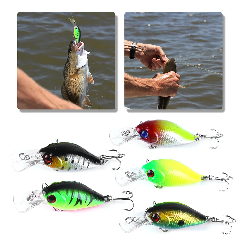  5PC 5cm/4.2g Fishing Lure Kit Floating Artificial Bait Crankbait Set Treble Hook Set Swim Bait with