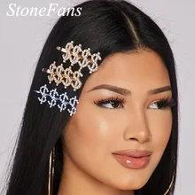 StoneFans 2 шт набор горный хрусталь деньги письмо заколки для волос и заколки со словами ювелирные изделия для женщин$ булавки металл
