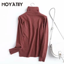 

MOYATIIY Women 2021 Fashion Wool Sweater Vintage Turtleneck Spring Thin Pullover Sweaters Long Sleeve Female Tops