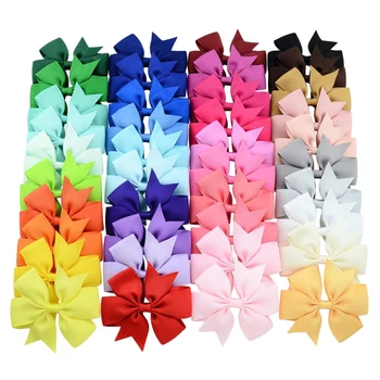 

40Pcs Colors Solid Bows Clips Hairpin Girl's Hair Bows Hair Clip Headwear Kids Hair Accessories
