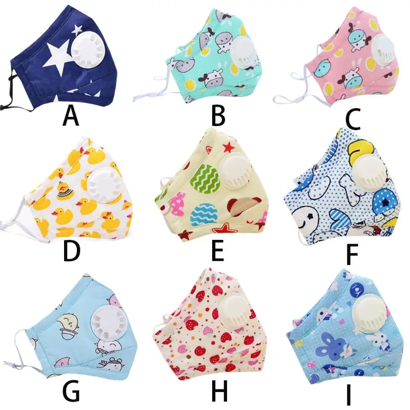 

Baby Winter Cotton Anti Pollution PM2.5 Mouth Mask Colored Cartoon Milk Cow Animal Printed Dustproof Respirator With Filters