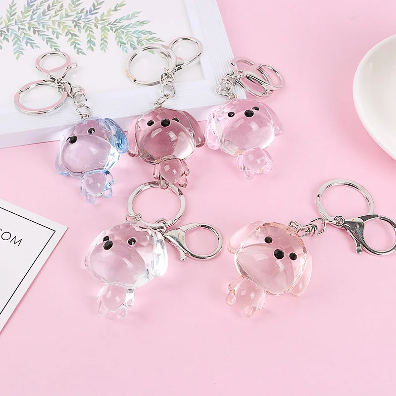 Стиль креативный кристалл мультфильм кулон со щенком сумка фурнитура для брелоков для ключей маленькие подарки автомобильный брелок аксессуары