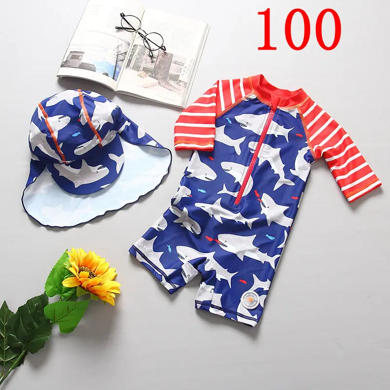 Одежда для купания для маленьких мальчиков; детский купальный костюм; UPF50+ защита от солнца; купальный костюм для маленьких мальчиков; пляжная одежда - Цвет: SIZE 100 - 2105