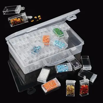 

Storage Case Pe Plastic Craft Home Embroidery Pills Containers Diamond Painting Tools Adjustable Jewelry 64 Slots Economic
