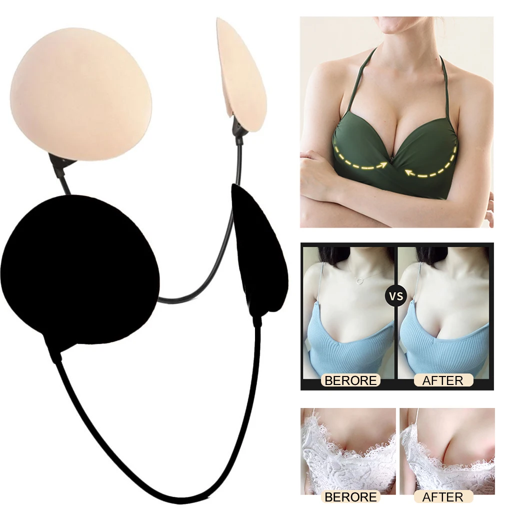 (black) Invisible Push-Up Frontless Bra Silicone Deep  PlungeBackless&Strapless Bra Kit