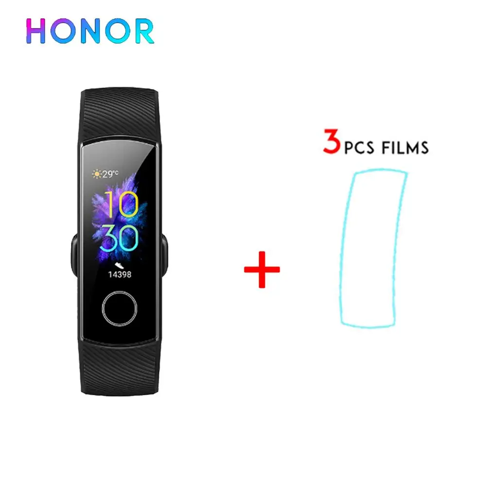 Умный Браслет huawei Honor Band 5, 4, 0,95 дюйма, трекер, умный OLED, для плавания, водонепроницаемый, Bluetooth, фитнес-трекер, сенсорный экран - Цвет: band4 black n film