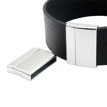 

2 sets 25mmx3mm Hole Matte Silver Magnetic Clasp, Curved Clasp for Bracelets