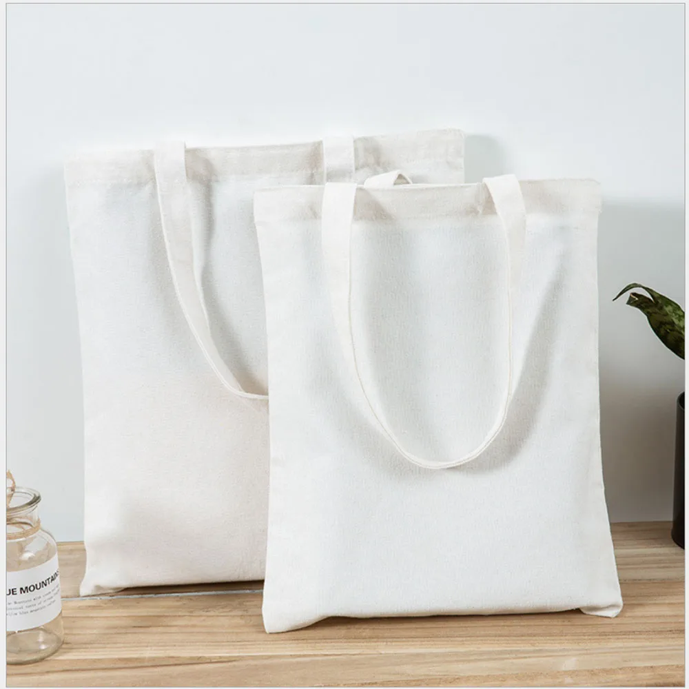 Canvas Cotton bag grocery handbag Foldable Fabric tote bag portable Storage organizer Shopping bag for woman Cloth organizer bag 4