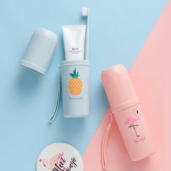 

Travel Accessories Portable Flamingo Toothbrush Case Plastic Toothpaste Storage Cup Cactus Toothbrush Holder