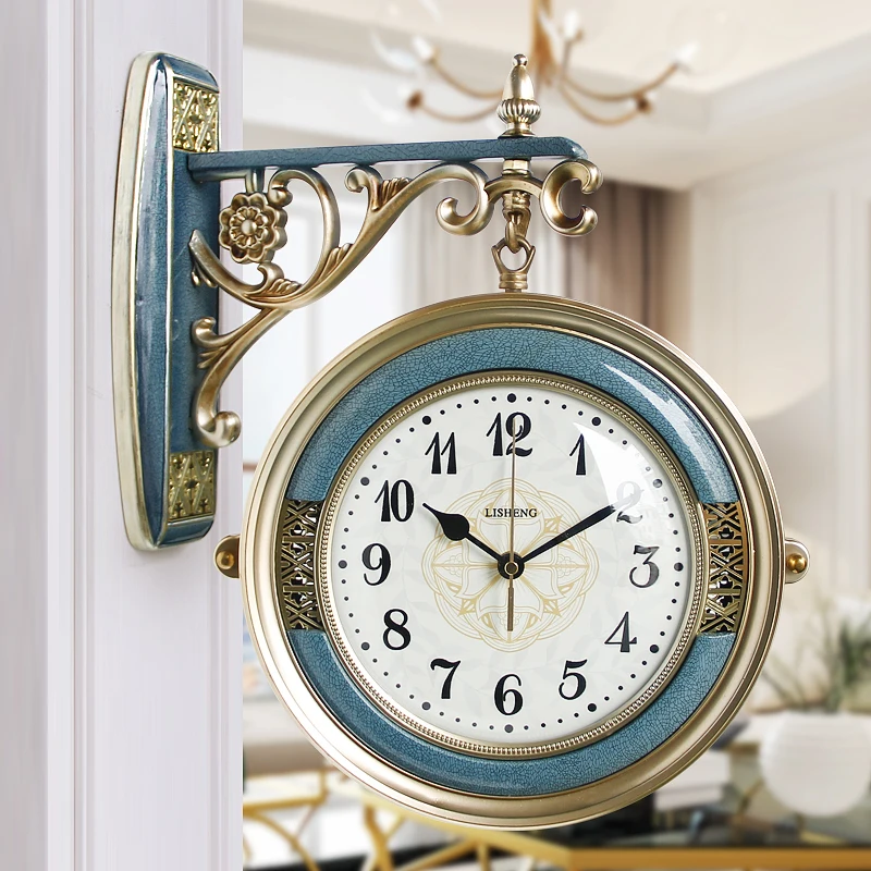 American Double-sided Wall Clock Living Room Mute European Quartz Watch Creative Home Hanging Decoration 50wc23 | Дом и сад