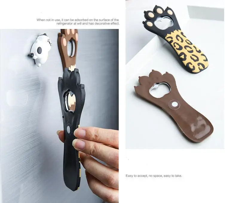 100pcs Magnet Cat Paw Claw Shaped Bottle Opener Cute Bar Tool Glass Beer Bottle Opener Corkscrew Kitchen Tools Fridge Magnet SN
