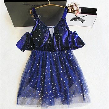 

STAERK skirt style one-Piece Suits 2020 blue Padded Brazilian Swimsuit hot Set Beach Monokini Bathing Swimwear Bikini V-neck Ban