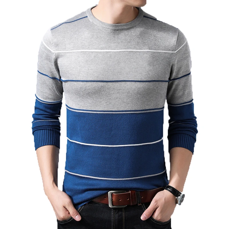 

Autumn Sweaters Men 2019 Men's O-Neck Striped Sweaters Man Slim Knittwear Pullover Male Homme Multicolor Classic Sweater M-3XL