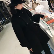 Офисные женские однотонные женские длинные шерстяные пальто однотонные свободные женские куртки двубортные кашемировые пальто и куртки
