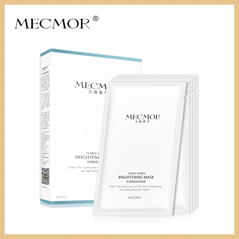 

MECMOR Floral Words Brightening Facial Mask 5PC Additive Free Sensitive Skin Usable Anti-ageing Recover Face Mask