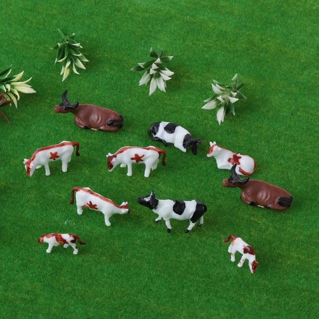 New 10pcs 1:87 Diy HO Scale Colorful Cow Model Train Layout Model Building Toys  5