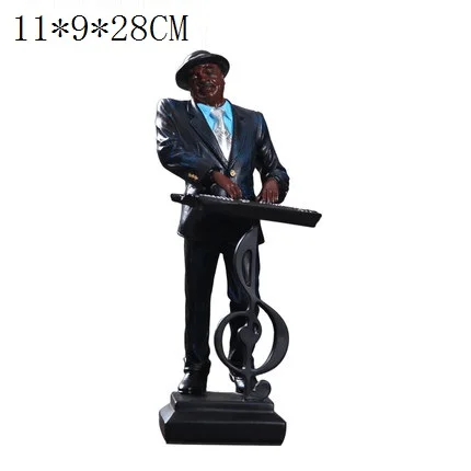 Американский стиль саксофон флейта фортепиано Музыкальная фигурка персонажа Художественная Скульптура Смола Art&Craft украшения дома R2521 - Цвет: Темно-синий