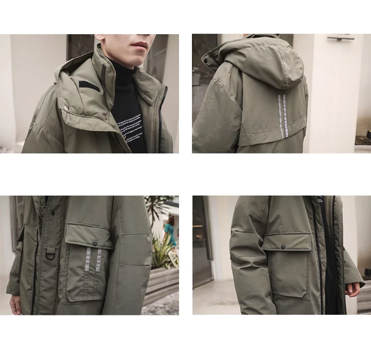 Literature And Art Popular Brand Men'S Wear New Style Mid-length down Jacket Teenager Workwear Thick Warm Coat Men's