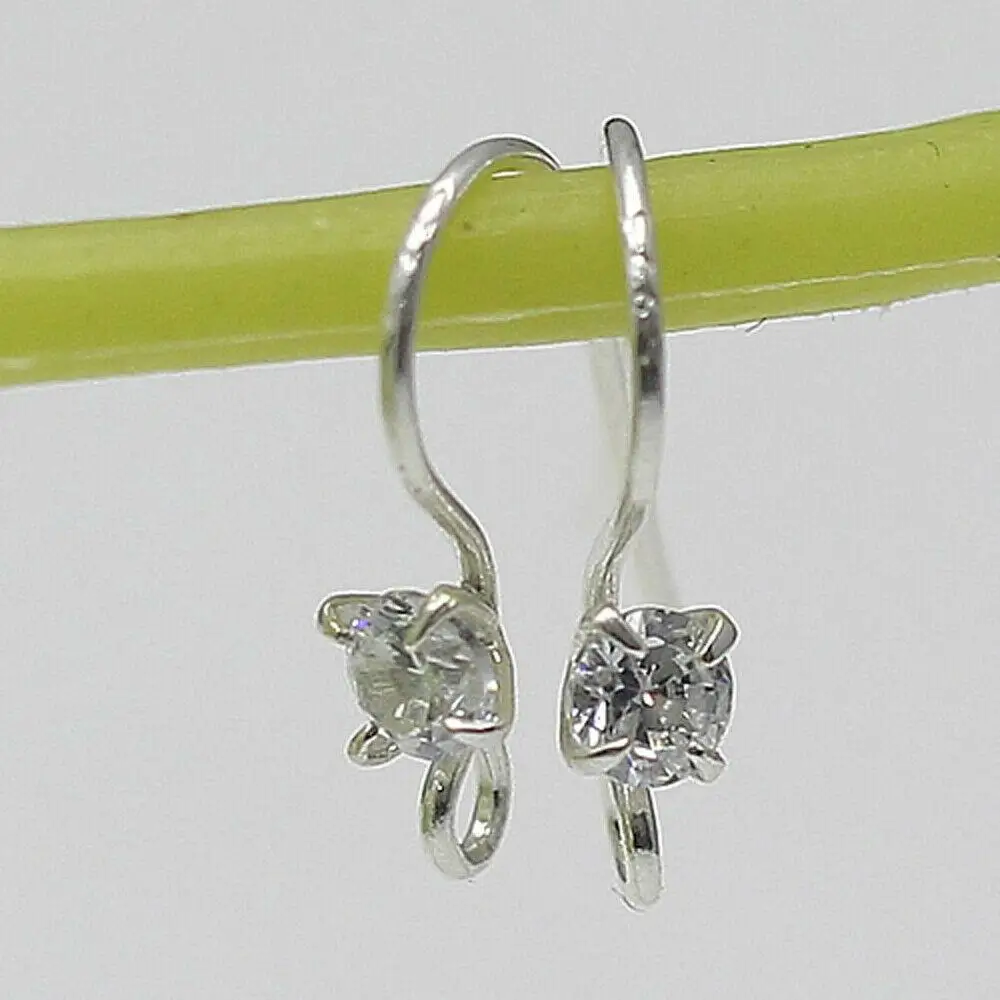 5 Pairs 925 Sterling Silver CZ Hook Hooks Earring Earwire with Open Ring Loop Findings Earring Component for DIY Jewelry Making