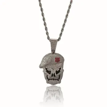 

Iced out solid back skull pendant with a free chain for gift