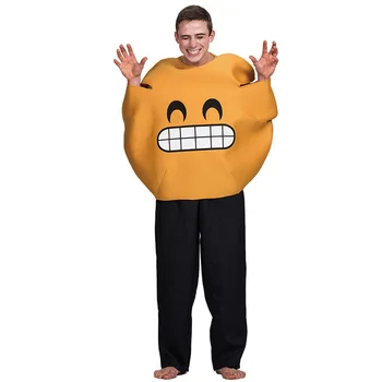 

Adult Funny Smiling Face Halloween Cospaly Costume for Women Men Store Activity Jumpsuit Carnival Party Dress Up