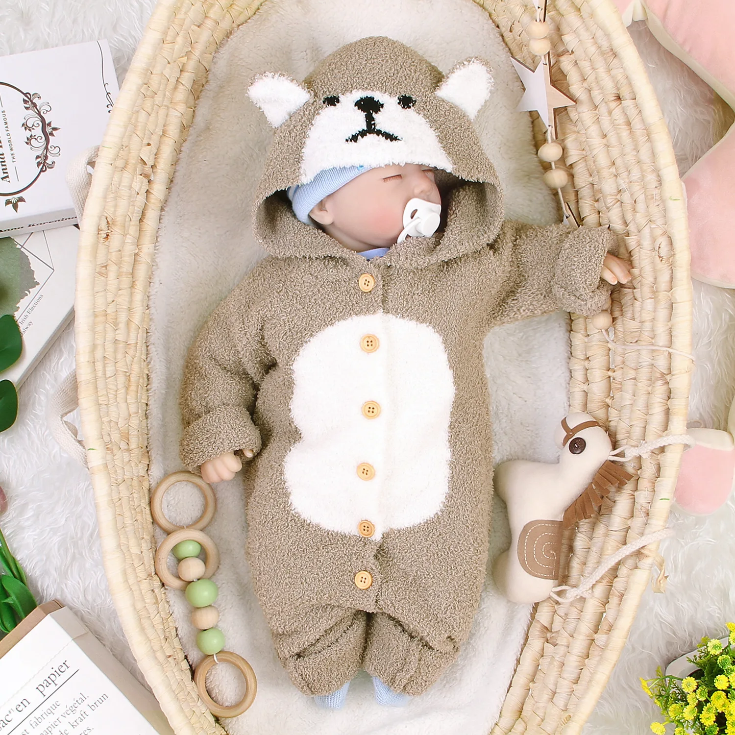 Коллекция 2019 года зимняя одежда с капюшоном для новорожденных из полиэстера
