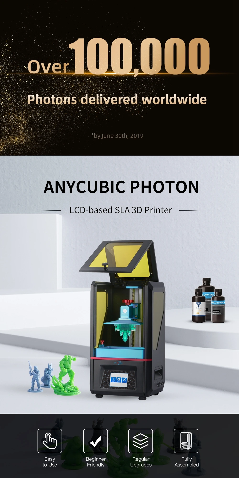 ANYCUBIC Фотон 3d принтер комплект с полимерной стереолитографический принтер 2,8 дюймов полноцветный TFT экран 3d принтер impresora 3d