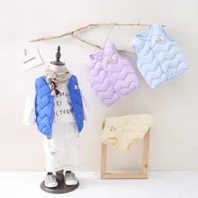 Новинка года; сезон осень-зима; стильная детская одежда; легкий хлопковый жилет на пуху с широкими плечами для маленьких девочек