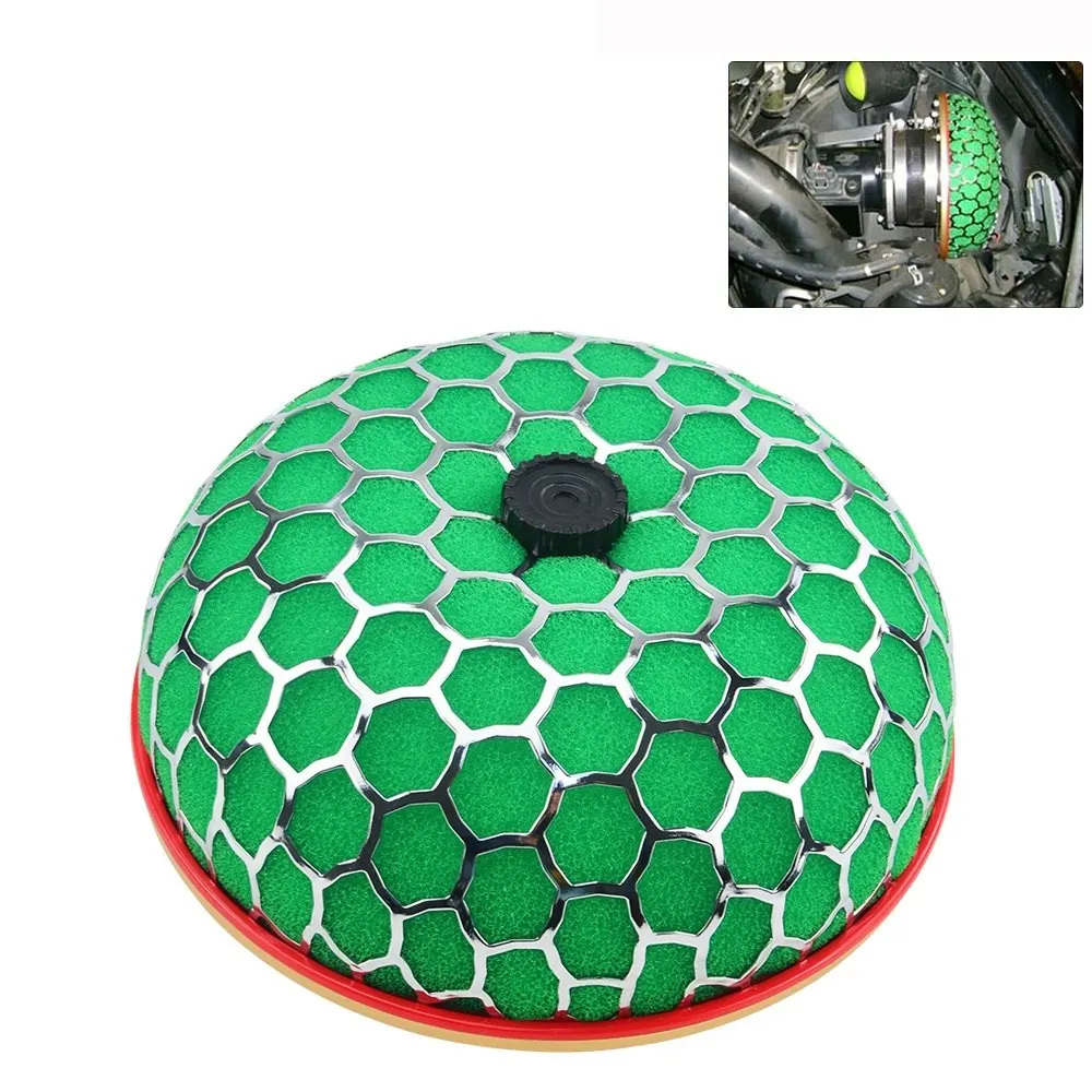 green DishKooker Air Filter 100mm Round Mushroom Design Air Filter Car Intake Flow Cleaner Supply