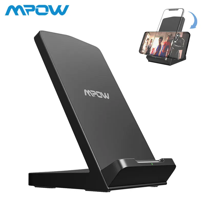 

MPOW PA178 QI Wireless Charger Stand 5W/7.5W/10W Fast Charging Dock Station with LED Indicator for iPhone Xiaomi Huawei Phones