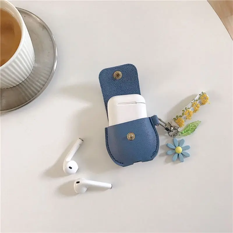 Earphone Case Leather Protective Cover Bag for Airpods Headphone with Lanyard 746D