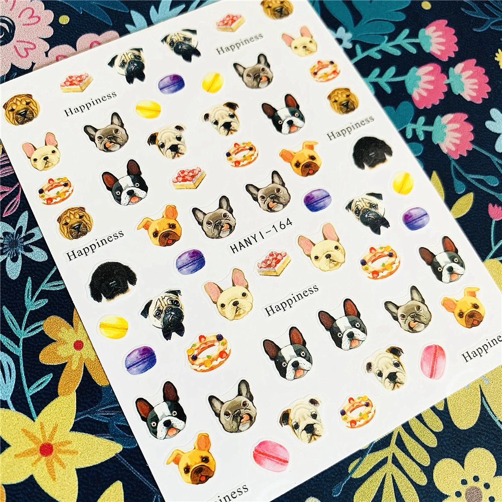 Newest HANYI-163-164 dog 3d nail art sticker decal stamping export japan design | Красота и здоровье