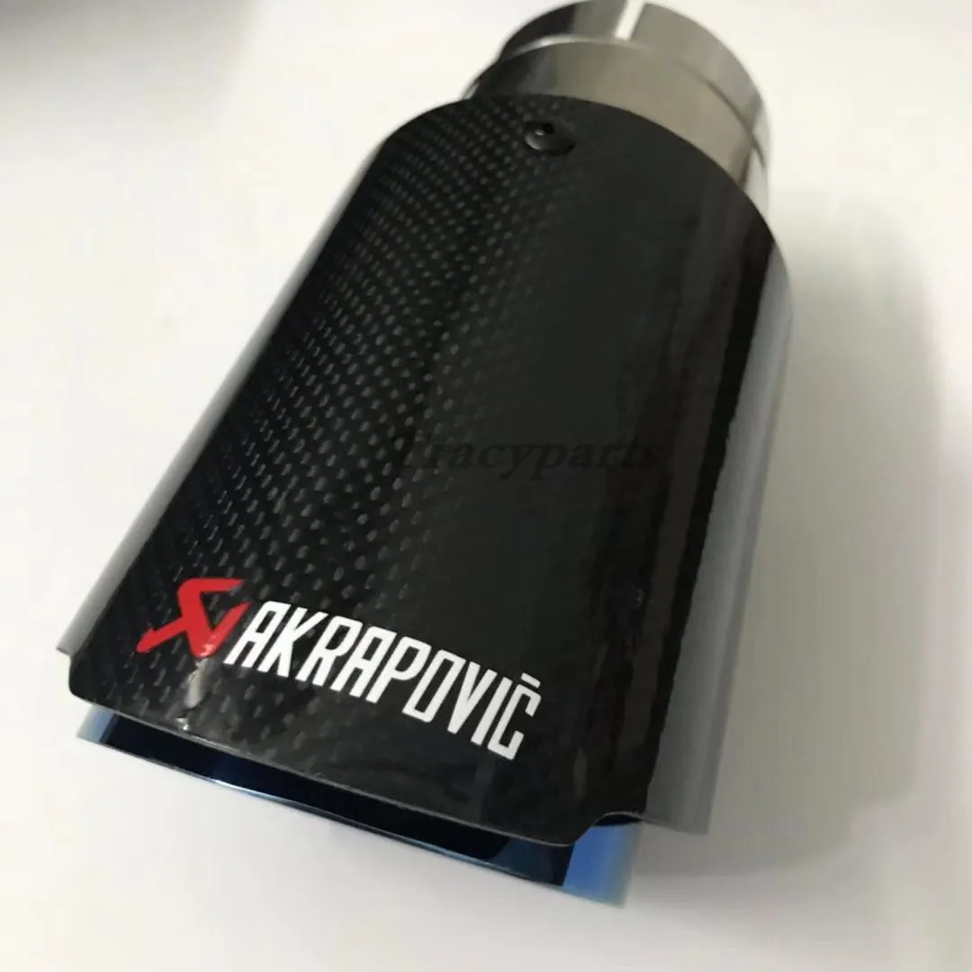 1 шт. Akrapovic гладкая ткань Глянцевая углеродная выхлопная система Глушитель Синий Гладкий наконечник хвостовые трубы универсальные прямые из нержавеющей стали